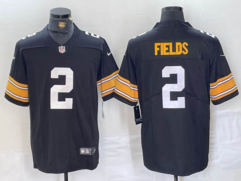 Men's Pittsburgh Steelers Justin Fields #2 Black Jersey